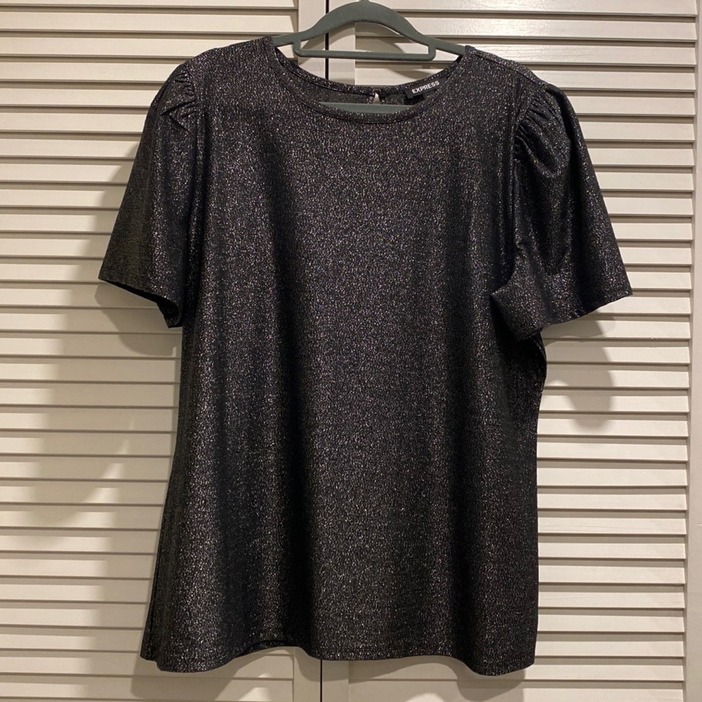 Express Metallic Black and Silver Top